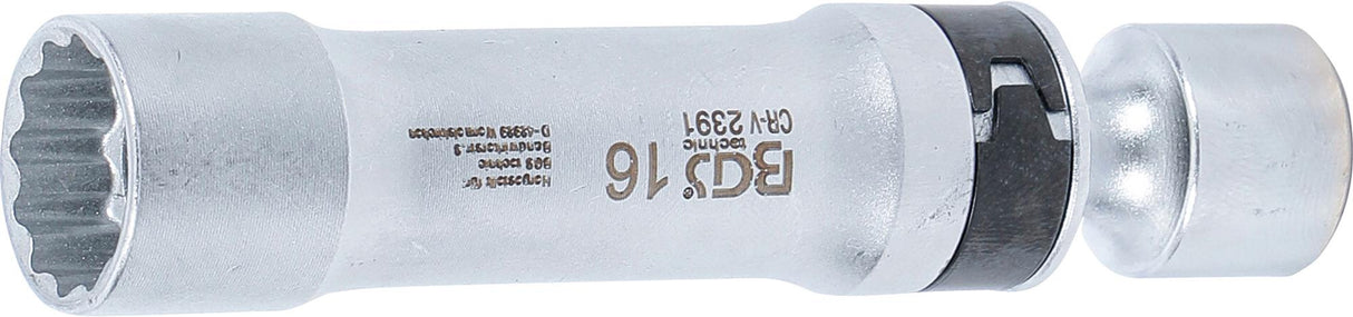 Galvutė žvakėms šarnyrinė 12 kampų, su atramine spyruokle | 10 mm (3/8") | 16 mm (2391)