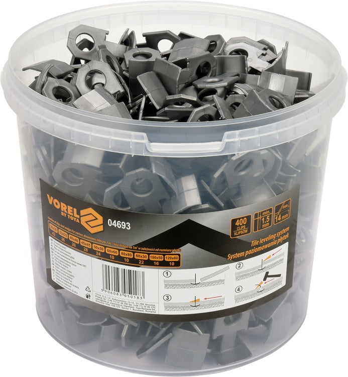 Klipsai lygiai suklijuoti plyteles | kibire | 400 vnt. (04693)