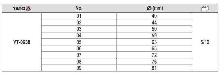 Tepalinių guolių ir paprastų guolių presavimo rinkinys | 40-81 mm (YT-0638)