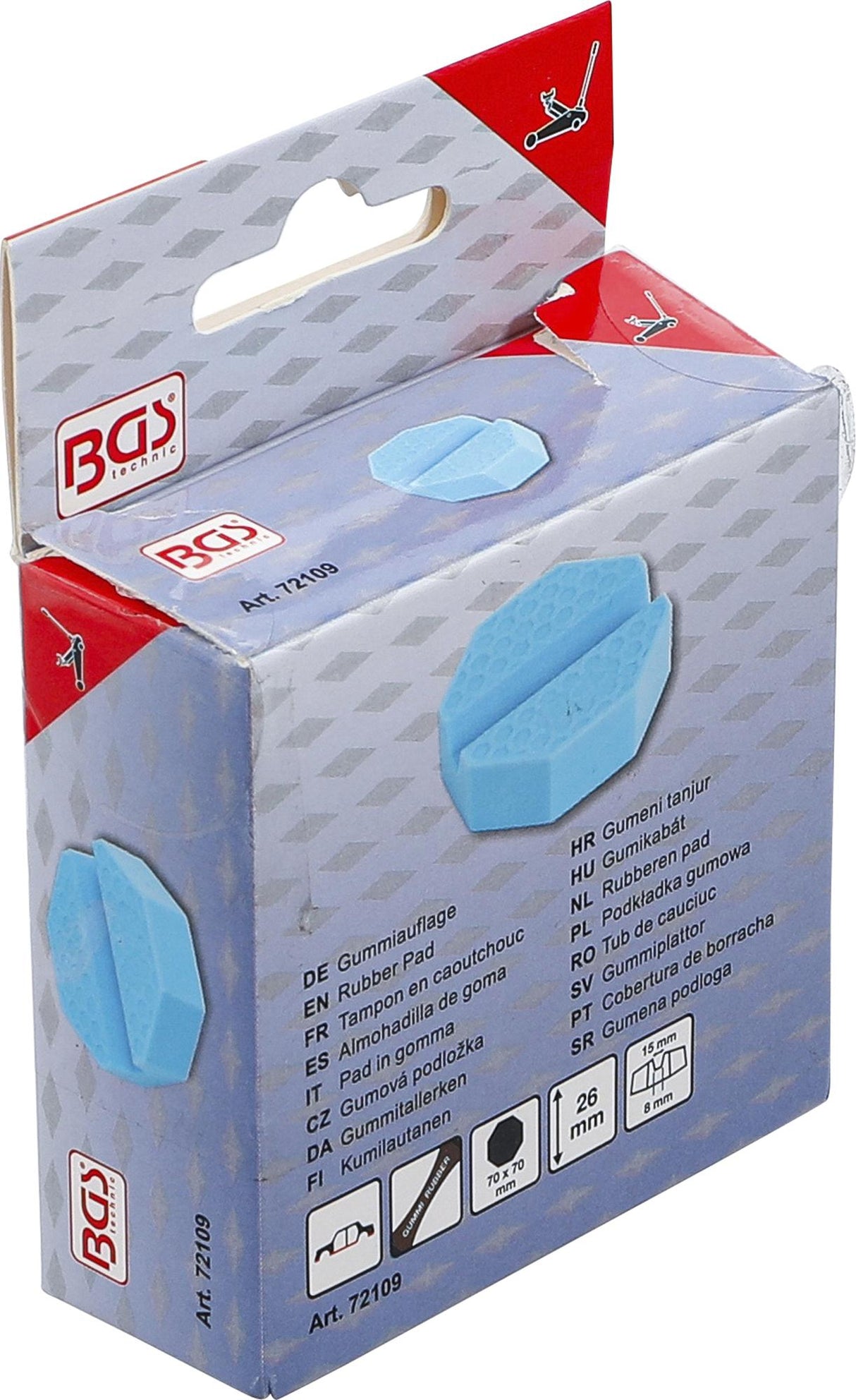 Guminis padas | keltuvams ant ratukų | 70 x 70 x 26 mm (72109)