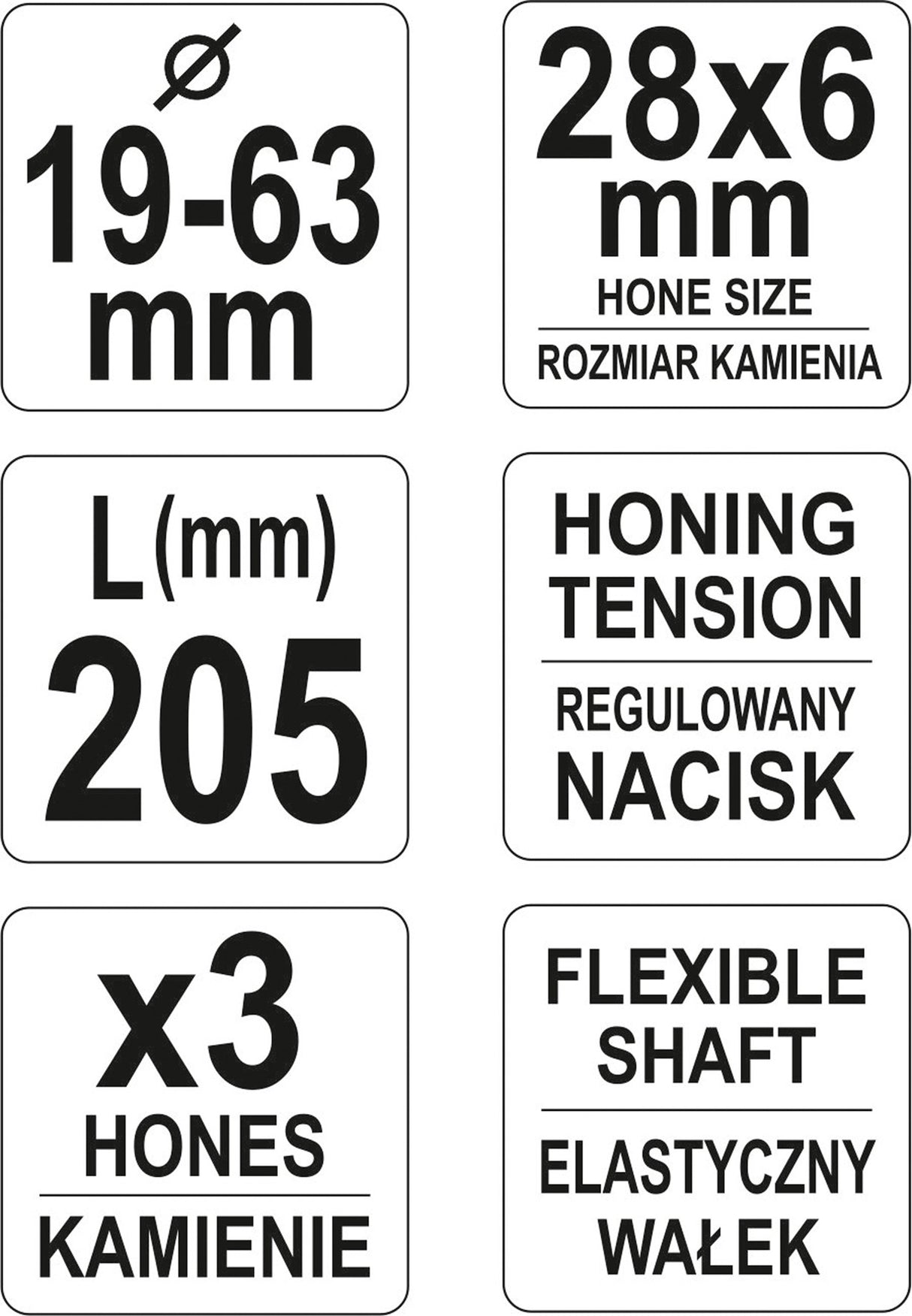 Cilindrų šveitiklis (Honas) 3-kojis | Ø 19 - 63 mm (YT-05810)