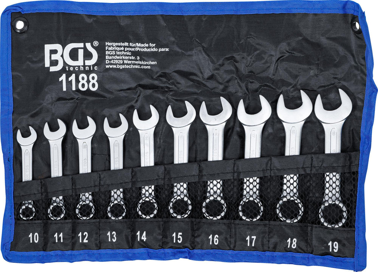 Kombinuotų raktų rinkinys | labai trumpi | 10 - 19 mm | 10 vnt. (1188)