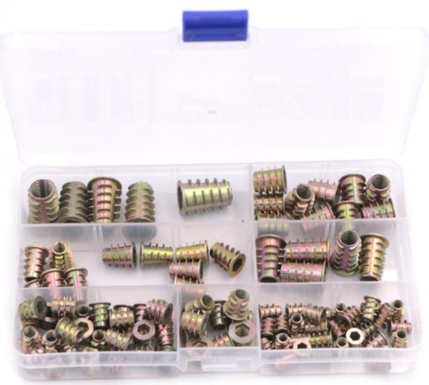 Plieniniai srieginiai įdėklai medinei furnitūrai | 100 vnt. (TS100K)