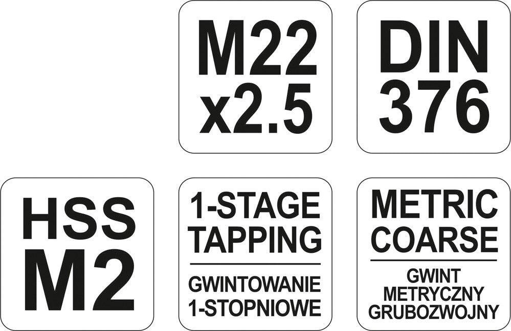 Метчик машинный | M22x2,5 DIN 376 HSS M2