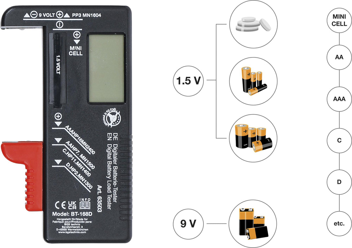 Цифровой тестер нагрузки батареи | 1,5 V / 9 V