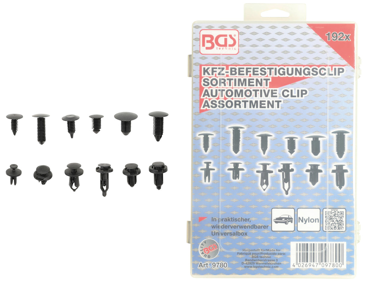 Automobilinių klipsų asortimentas | Universalūs | 192 vnt. (9780)