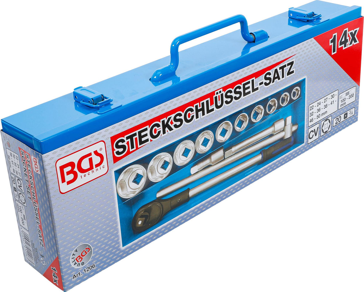 Galvučių ir rakto komplektas | 20 mm (3/4") | 14 vnt. (1206)