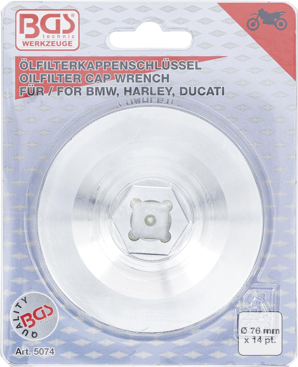 Alyvos filtro veržliaraktis | 14 kampų | Ø 76 mm | BMW motociklams, Ducati, Harley-Davidson (5074)