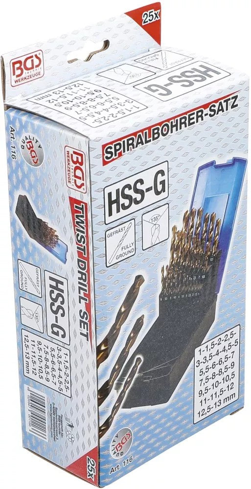 Grąžtų komplektas | HSS-G M35 kobalto plienas | 1 - 13 mm | 26 vnt. (116)