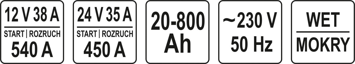 Įkroviklis su paleidėju | 60A / 540A / 1000Ah (YT-83062)