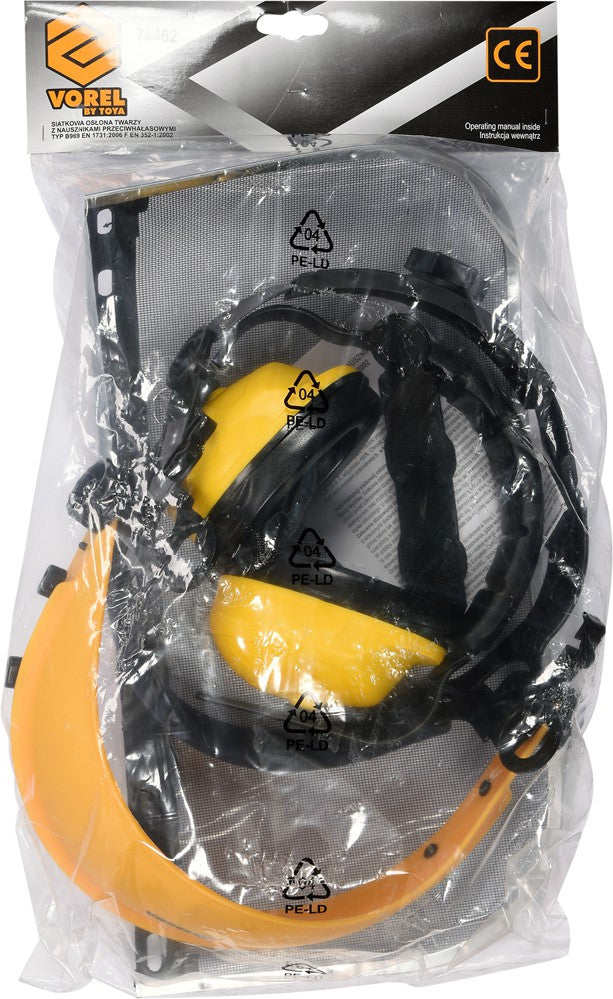 FACE SHIELD W. STEEL MESH AND EAR MUFF (74462)