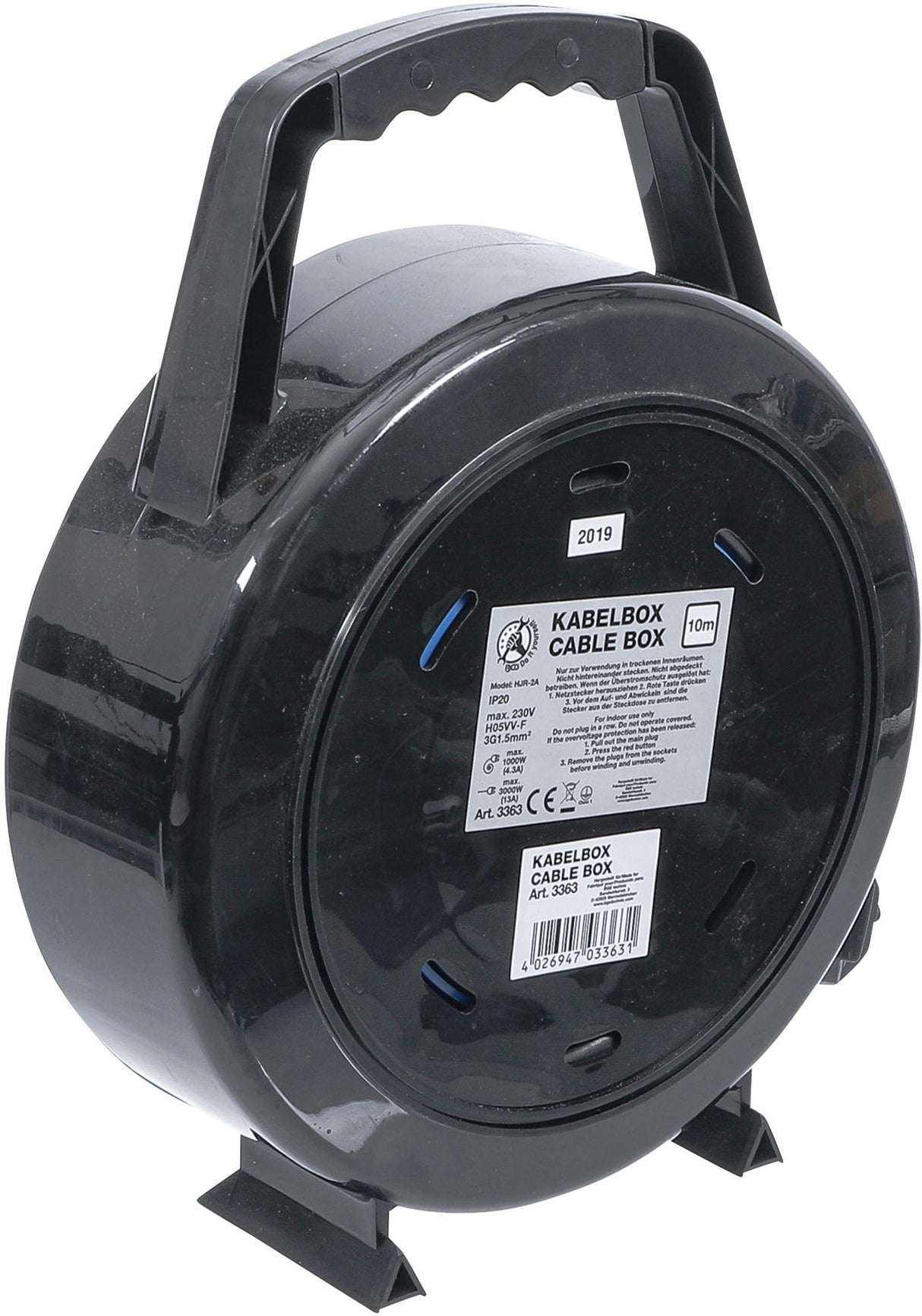 Kabelinė ritė 10 m | 3 x 1.5 mm² | 4 lizdai | IP 20 | 3000 W (3363)