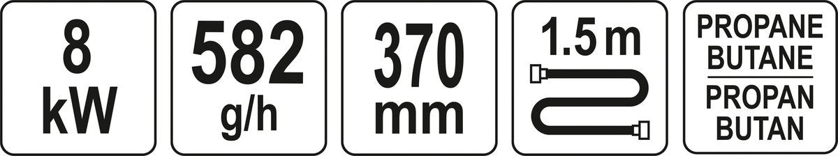 Stogo degiklis su žarna ir dviem antgaliais (YT-36740)