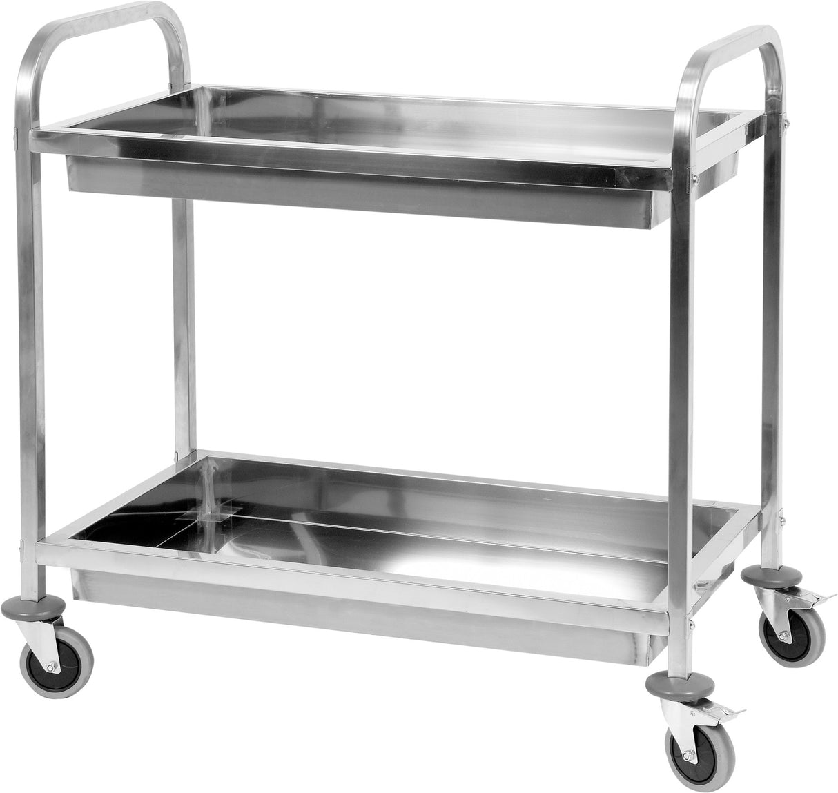Nerūdijančio plieno serviravimo vežimėlis su 2 lentynom įgilintas (YG-09099)