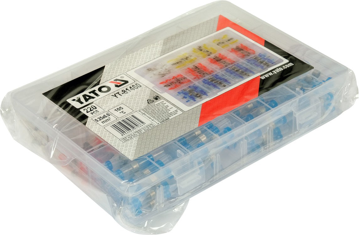 Termo gilzių / movų rinkinys | su alavu | 0,25-6 mm | 220 vnt. (YT-81460)