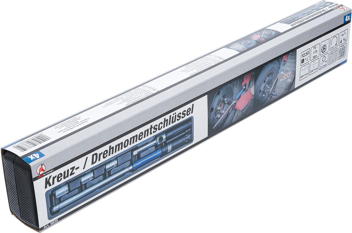 Kryžminis dinamometrinis raktas | 12,5 mm (1/2") | 70 - 170 Nm (6835)