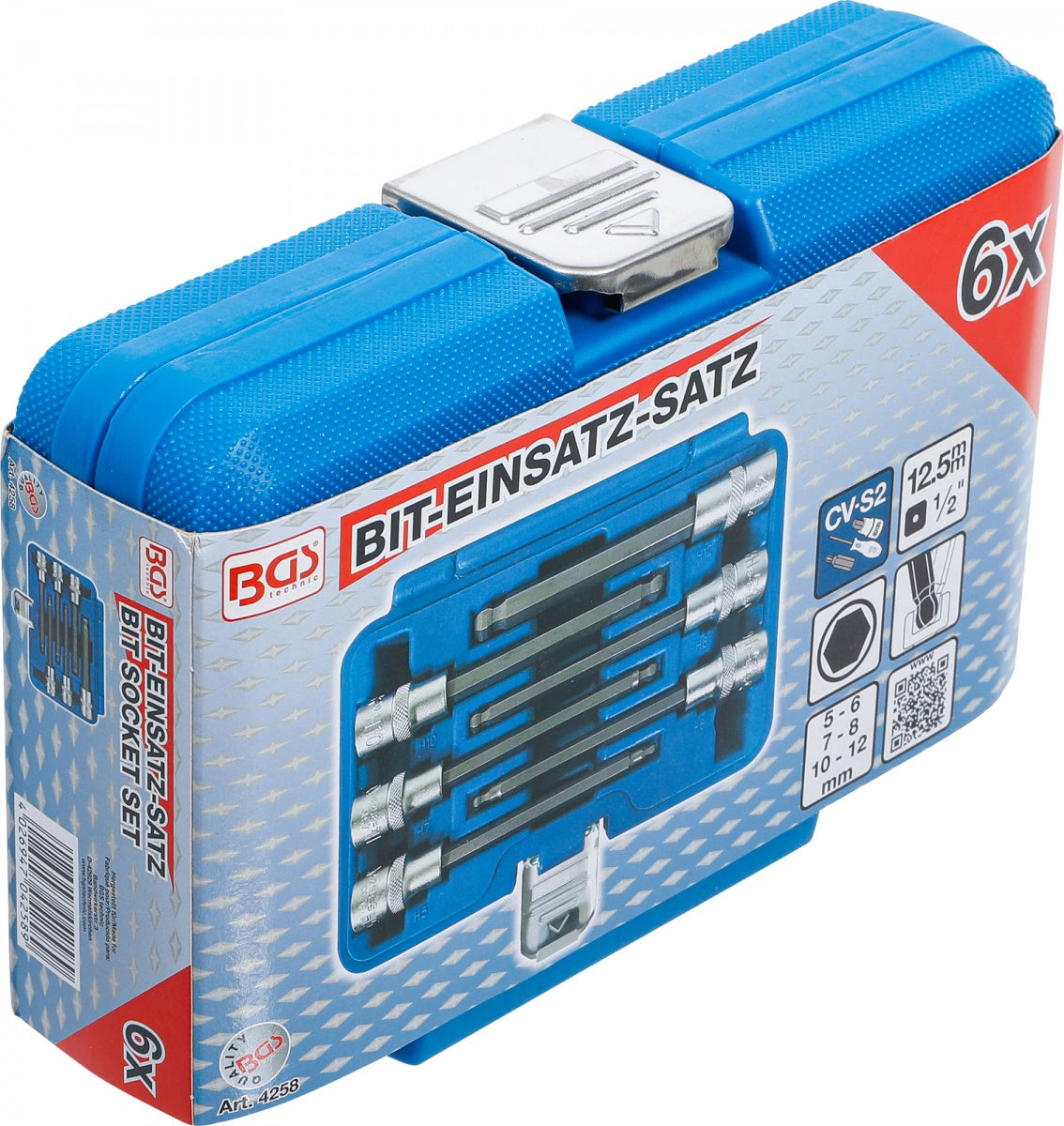 Įpresuotų antgalių rinkinys | 12,5 mm (1/2") | šarnyrinis Hex šešiakampis 5-12 mm | 6 vnt. (4258)