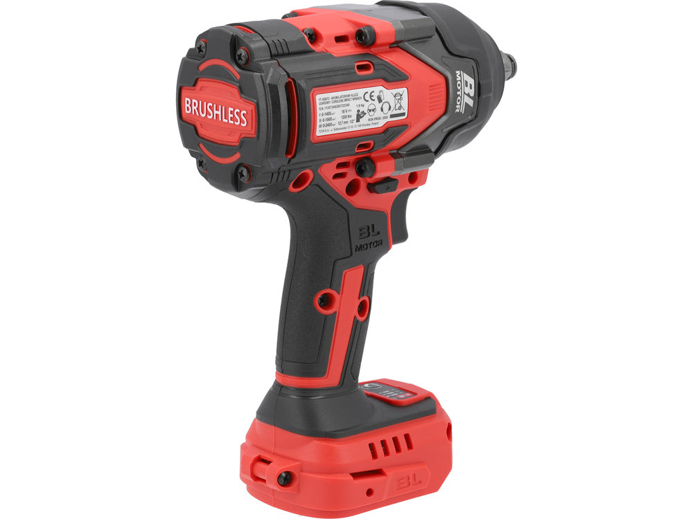 Bešepetėlinis smūginis veržliasūkis | 12,5 mm (1/2") | 18V 1200NM | M16 - M24 varžtams | be baterijos (YT-828072)