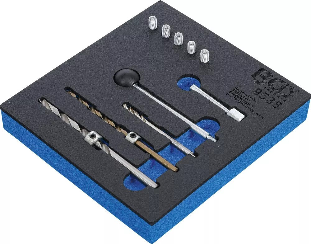 Įrankių dėklas 1/6: sriegių taisymo rinkinys | purkštukų tvirtinimo varžtams | 10 vnt. (9538)