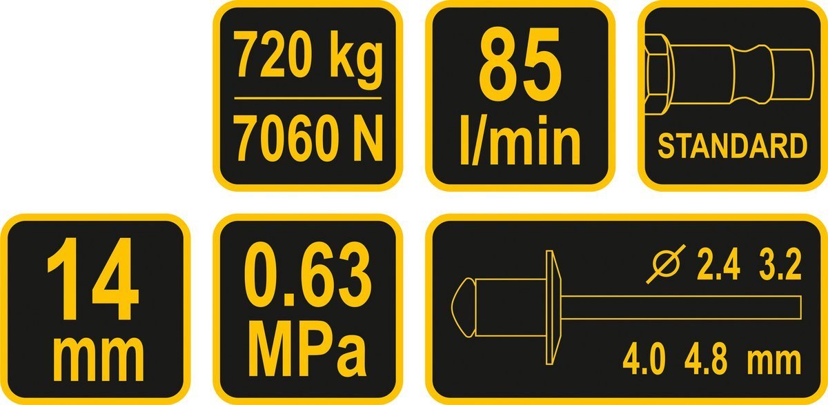 Kniediklis pneumatinis | 2,4 - 4,8 mm (70280)