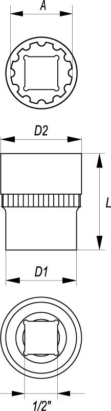 Galvutė 1/2", daugiafunkcinė 15 mm (YT-1467)