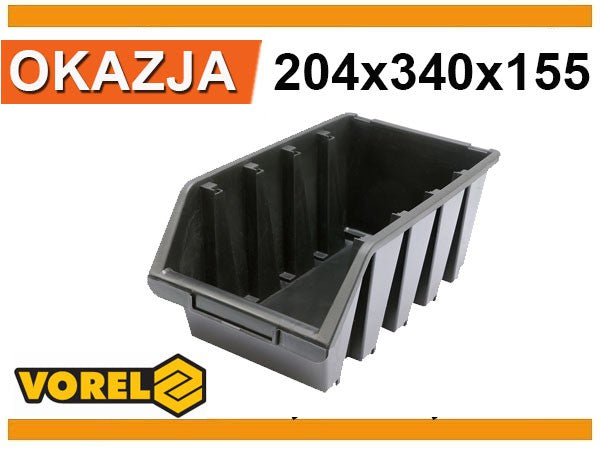 Dėžutė sandėliavimui juoda L 204x340x155mm (78834)