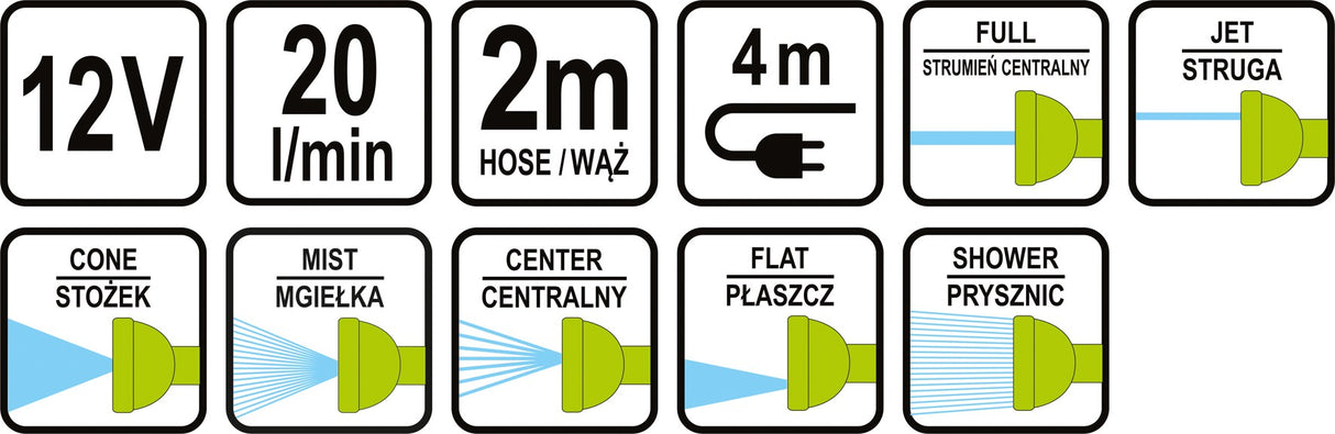 Nešiojama turistinė plovyklė / dušas | 12V | 20L / min (82992)