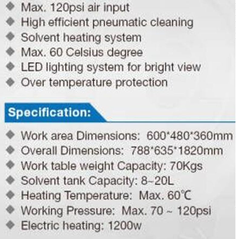 Dalių / detalių plovyklė | nerūdijančio plieno | 190 l | 1200W (PW190L)