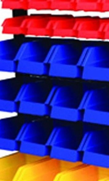 Sandėliavimo 90 vnt.dėžučių konteineris su padėklu ir ratukais 1300x650x575mm (B005)