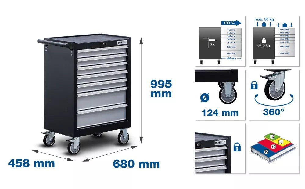 Įrankių spintelė | 7 stalčiai | su 354 įrankiais (6077)