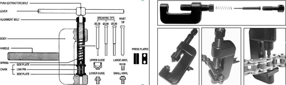 Motociklų grandinių atskyrimo ir sukabinimo įrankis | 35-525 (1749)