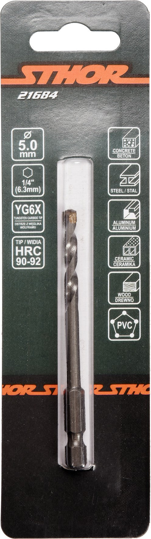 Grąžtas universalus su Hex 6.3 mm (1/4") galu | 5.0 mm (21684)