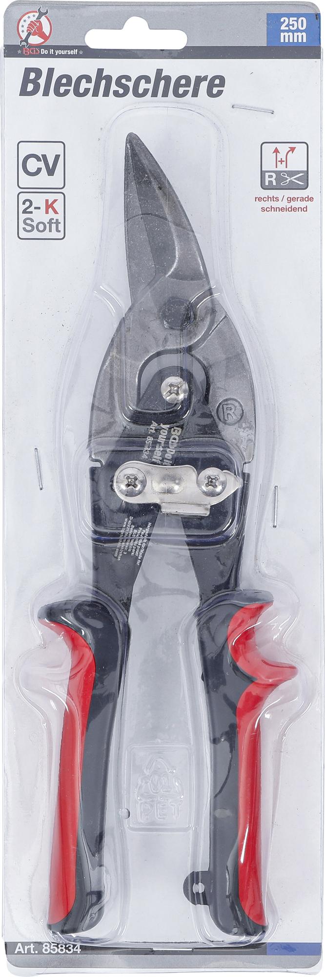 Lakštinio metalo profilio žirklės | dešinysis / tiesus pjovimas | 250 mm (85834)