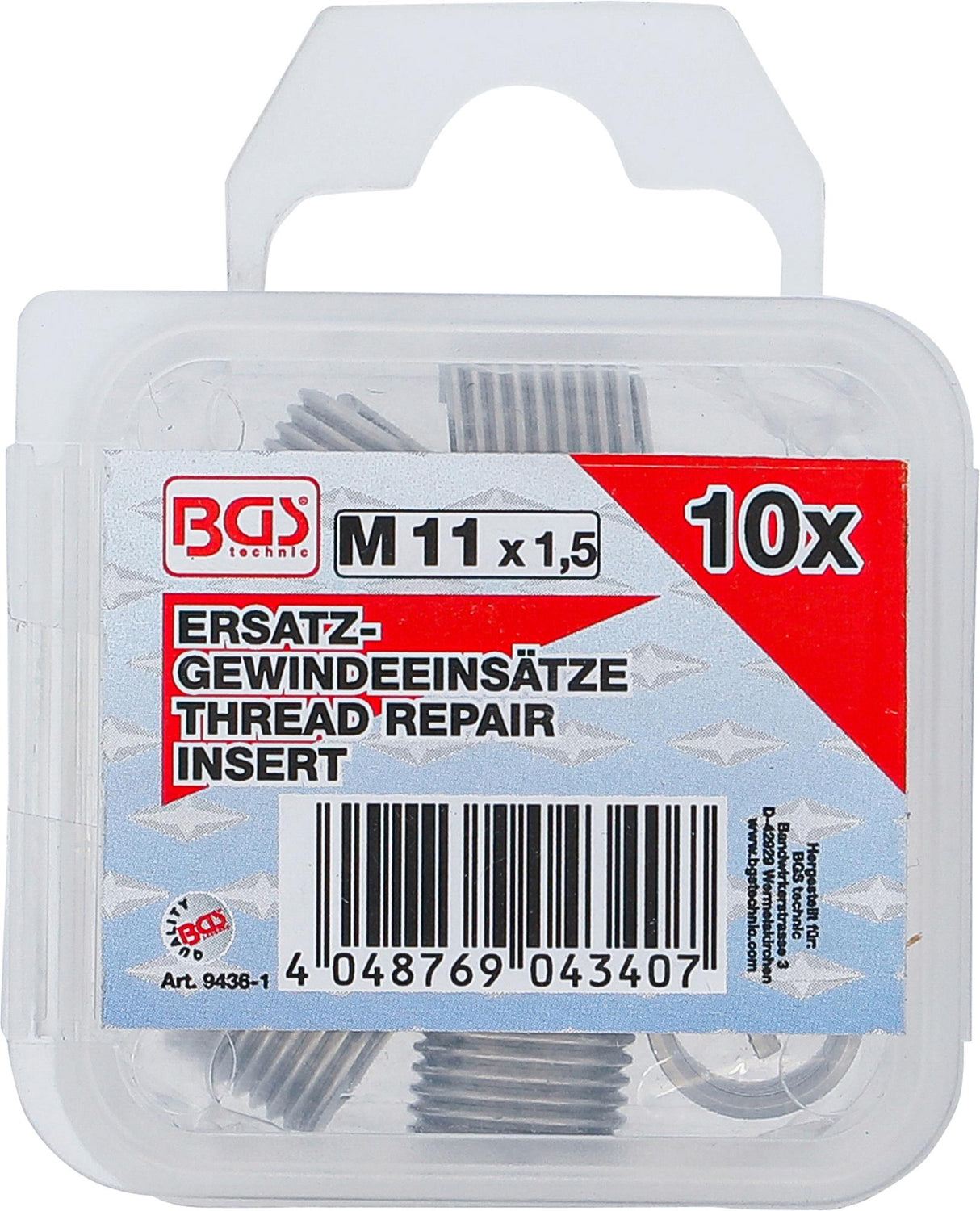 Vieliniai indėklai sriegiui | Helikoliai | M11 x 1.5 mm | 10 vnt. (9436-1)