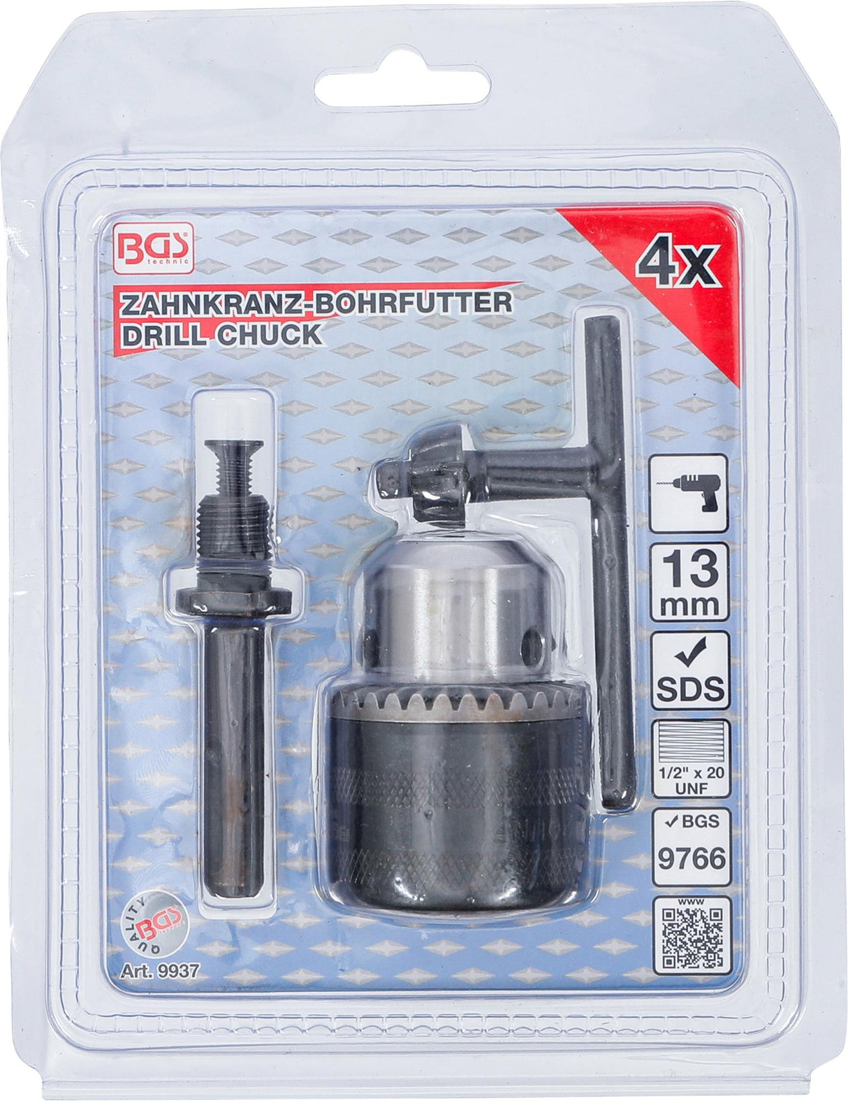 Grąžto griebtuvas su SDS adapteriu | 13 mm | 4 vnt. (9937)