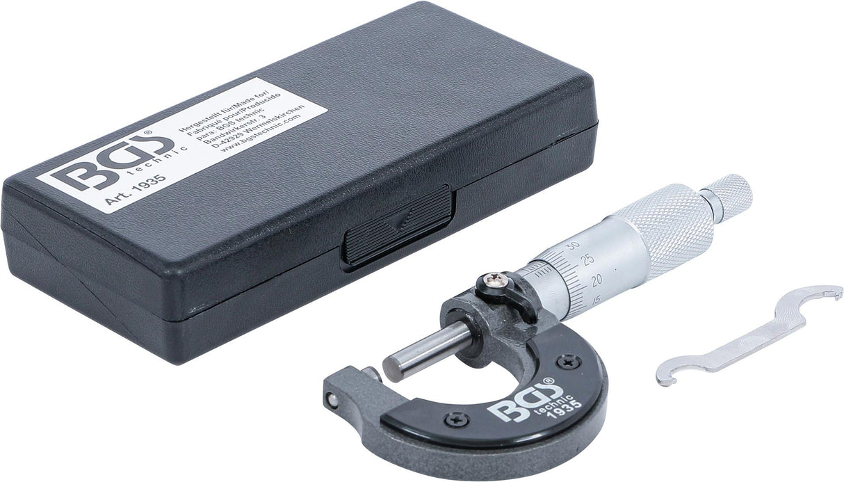 Mikrometras medinėje dėžutėje | gradavimas 0,01 mm | 0 - 25 mm (1935)