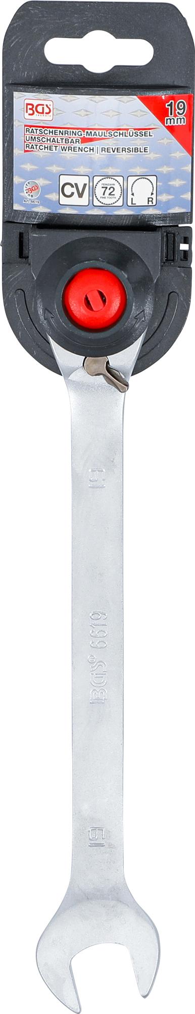 Kombinuotas raktas su terkšle | su reversu | 19 mm (6619)