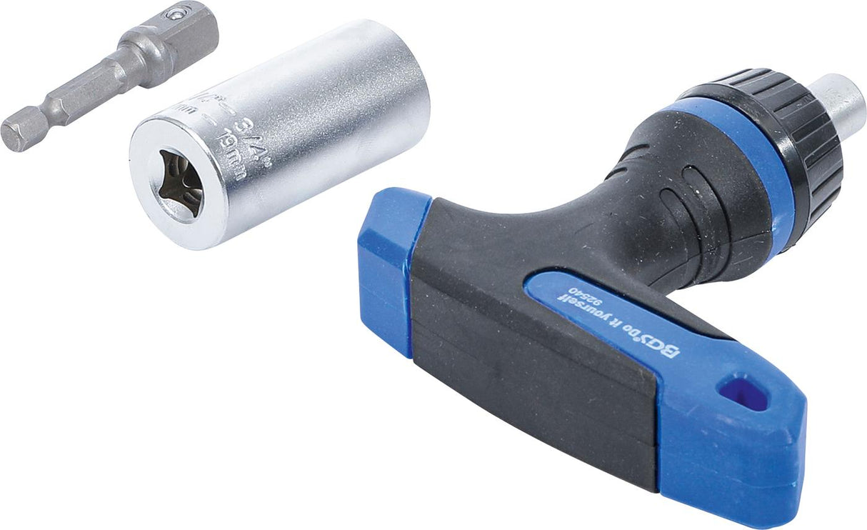 Terkšlinė rankena su daugiafunkcine galvute | 10 mm (3/8") | 7 - 19 mm | 3 vnt. (92540)