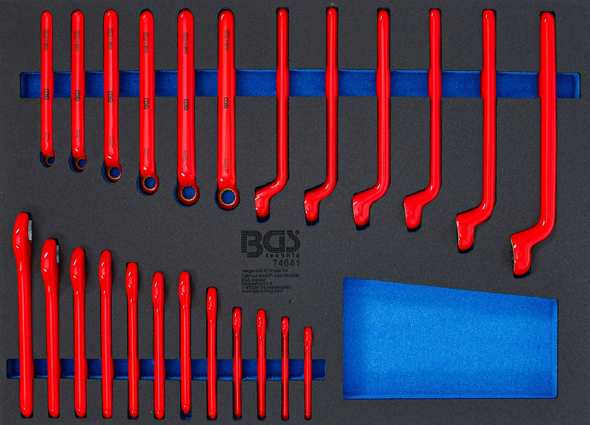 Įrankių dėklas 3/3: VDE žiedinių ir VDE vienpusių atvirų veržliarakčių rinkinys | 24 vnt. (74641)