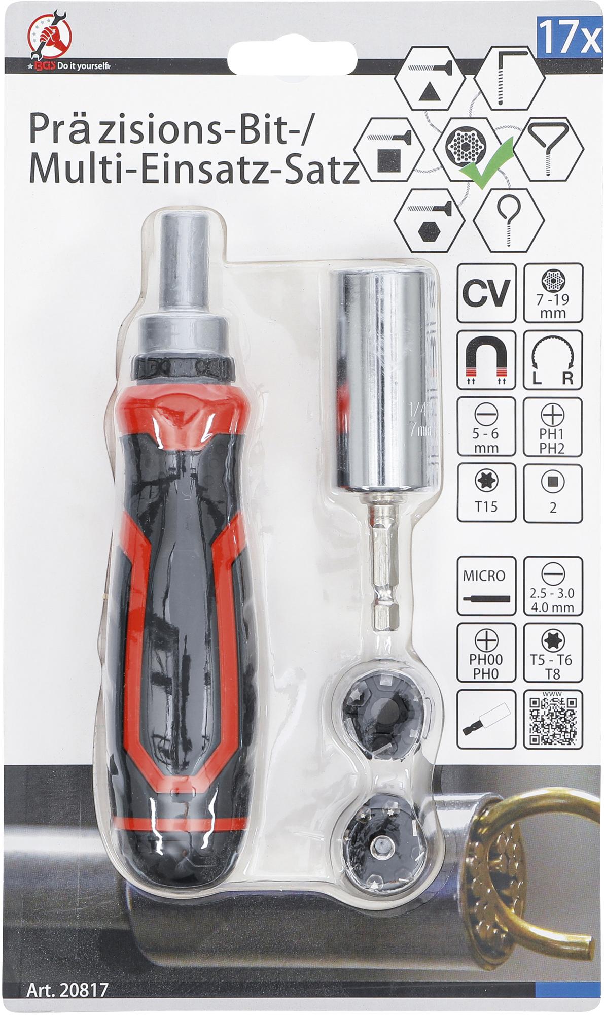 Atsuktuvo ir antgalių rinkinys | su universalia galvute | 17 vnt. (20817)