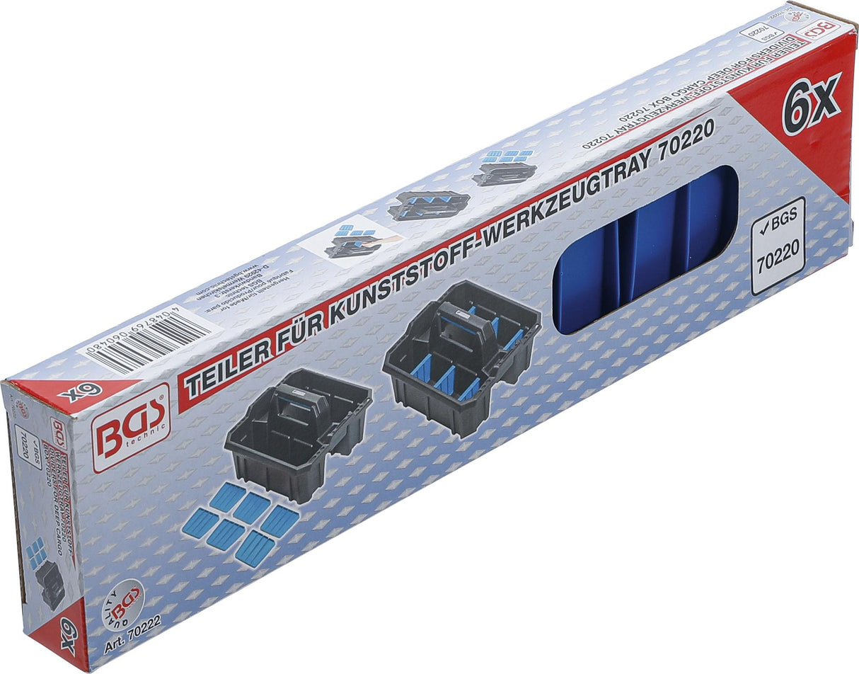 Įrankių nešiojimo dėklo skyrių skirstytuvai | Sustiprintas plastikas | 6 vnt. (70222)