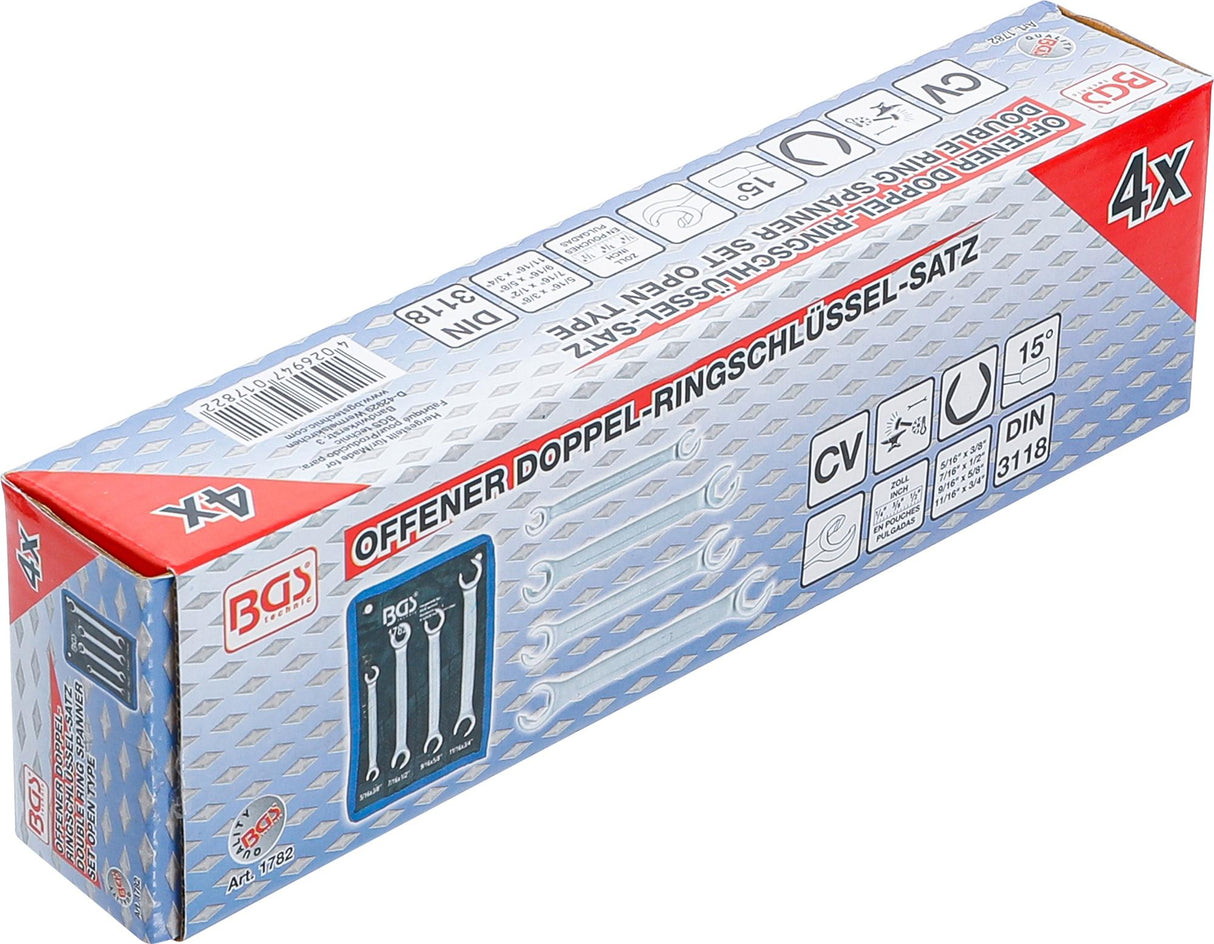 Raktų rinkinys su išpjova | Coliniai dydžiai | 4 vnt. (1782)