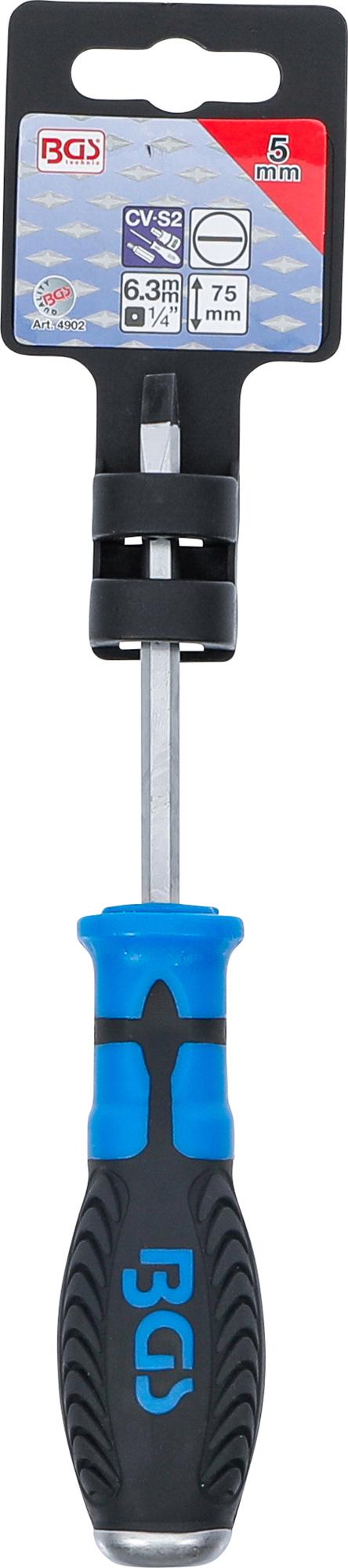 Atsuktuvas kalamas | Plokščias 5 mm | Ašmenų ilgis 75 mm | su 6.3 (1/4") skyle rankenoje (4902)