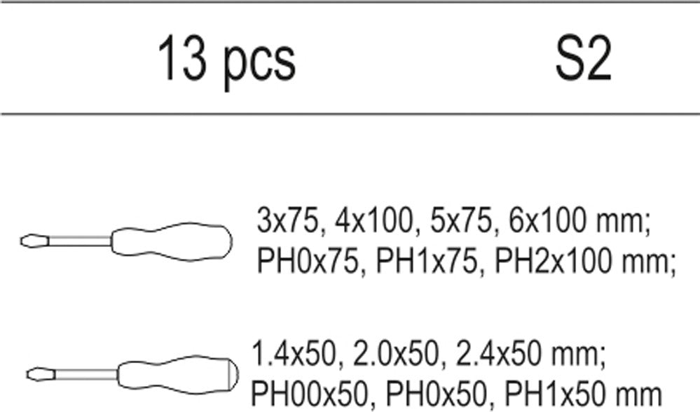 Atsuktuvų rinkinys su padėklu į spintelę | 13 vnt. (YT-55455)