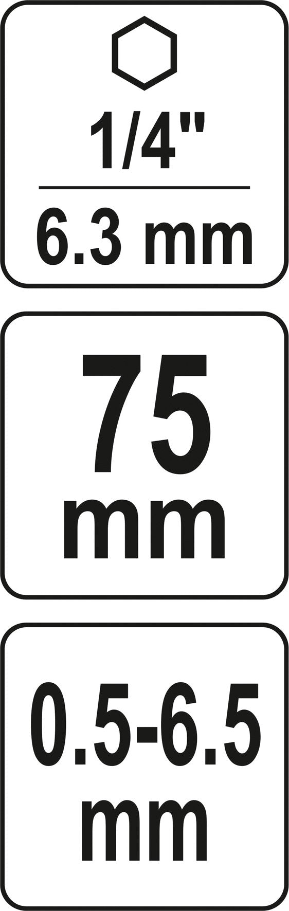 Griebtuvas grąžtams | 0.5-6.5 mm | su 1/4" (6.3mm) antgaliu (YT-04645)