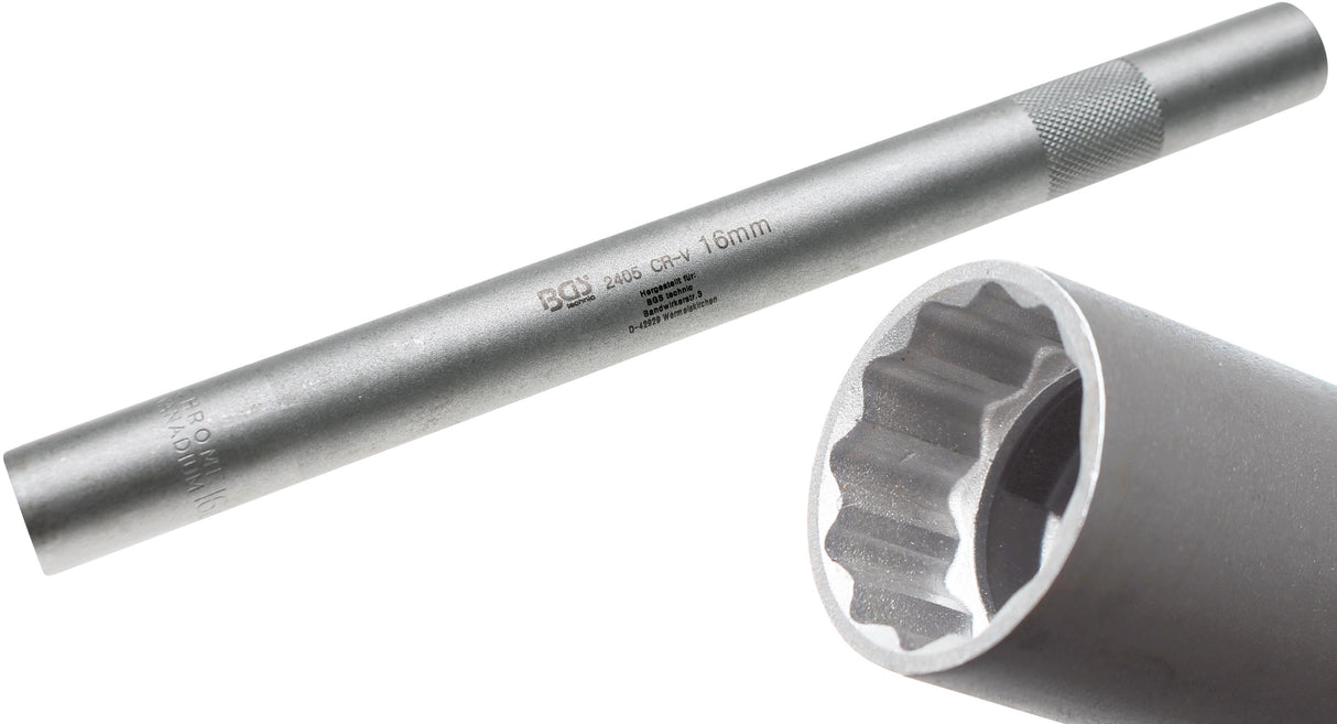 Galvutė žvakėms 12 kampų | ypač ilga | 10 mm (3/8") | 16 mm (2405)