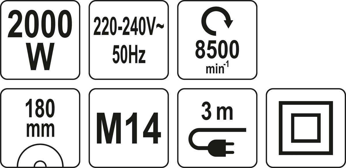 Kampinis šlifuoklis | 2000W | 180 mm (YT-82104)