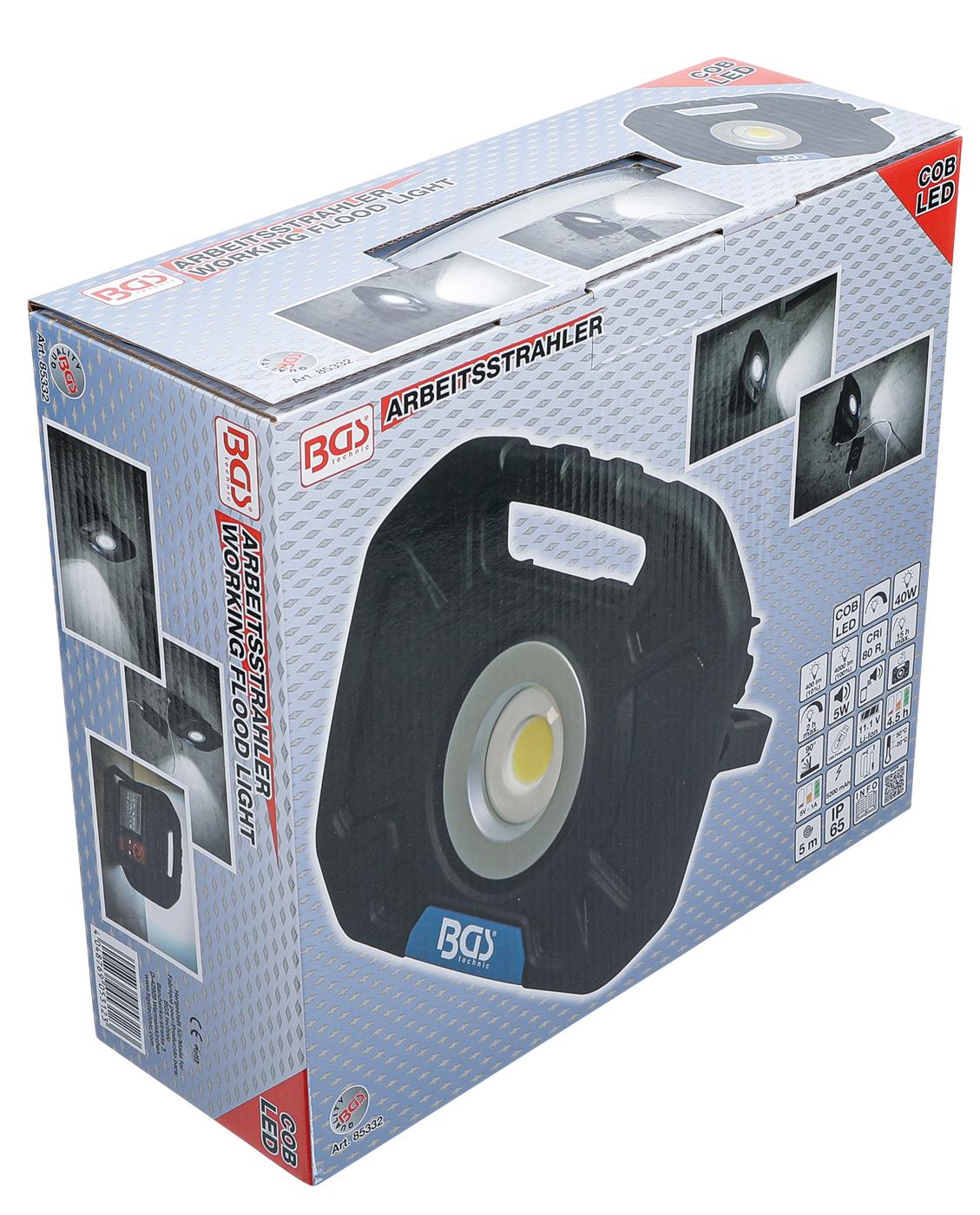 Darbo lempa | akumuliatorinė / powerbank | COB-LED | 40 W | su vidiniais garsiakalbiais (85332)