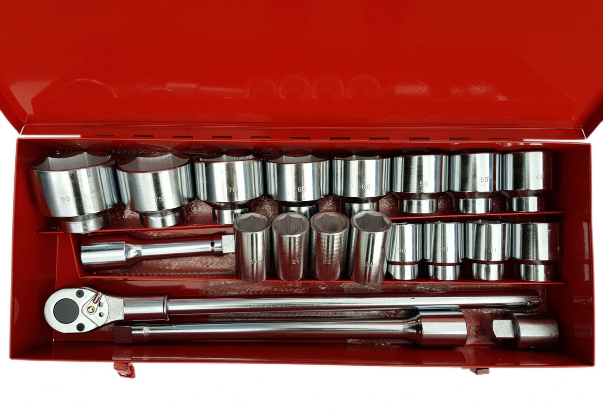 Galvučių ir rakto komplektas 6 kampės | 25 mm (1") | 30 - 80 mm | 21 vnt.. (SK1387)