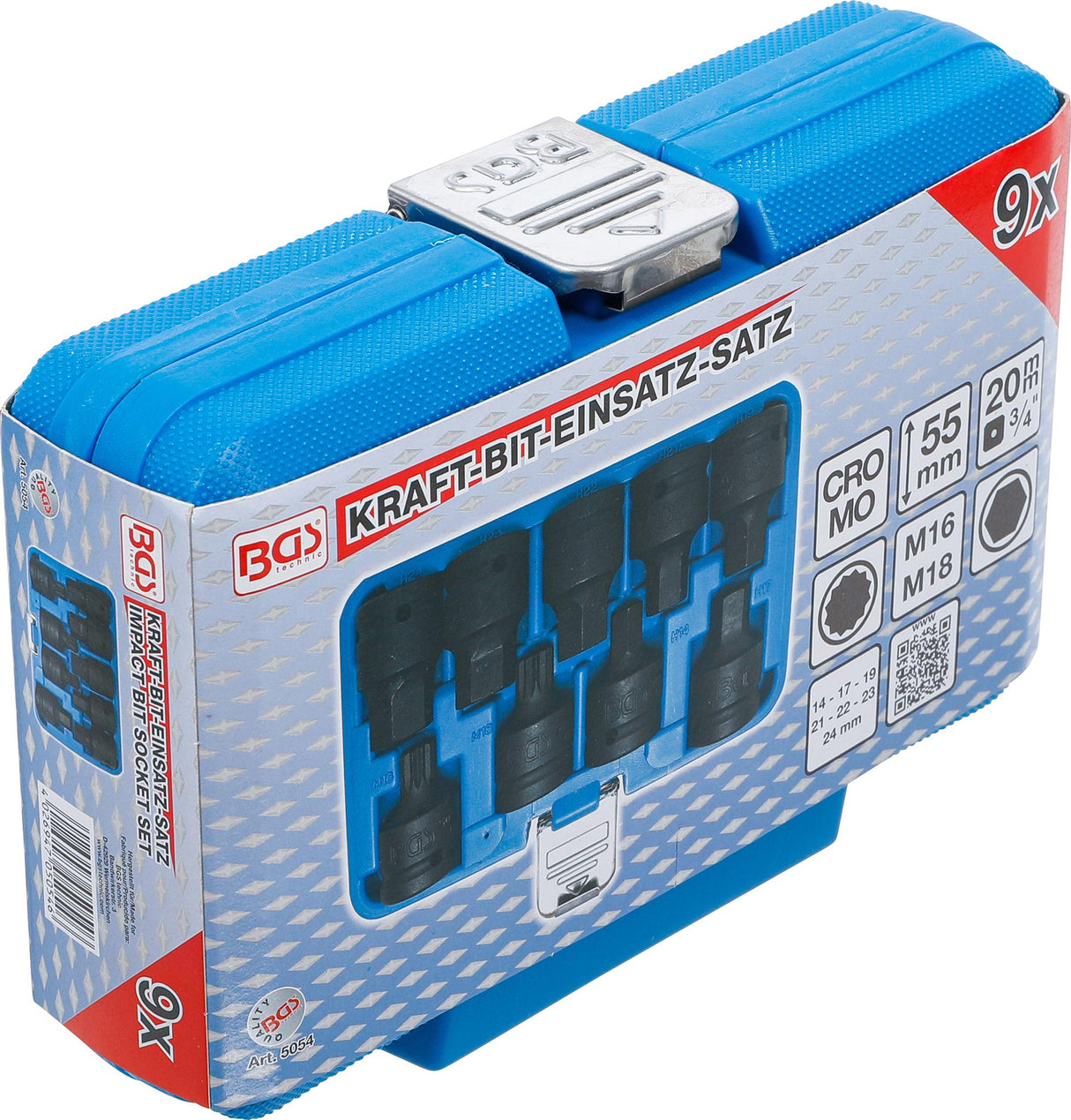 Smūginių antgalių rinkinys | 20 mm (3/4") | hex šešiakampis ir spline (XZN) | 9 vnt. (5054)